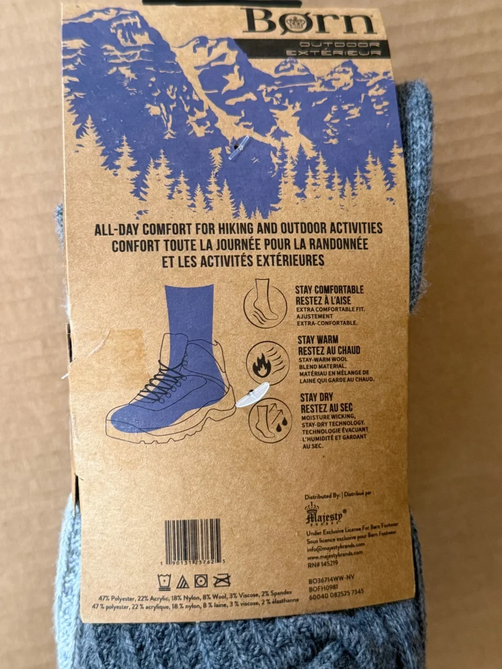 Born Outdoor Women’s Textured Crew Boot Socks  4 Pairs | For Shoe Size 4-10